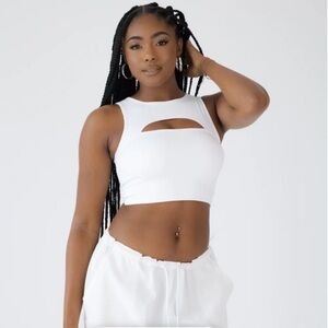 NWT Klassy Network Peek-a-boo Brami White Crop Top